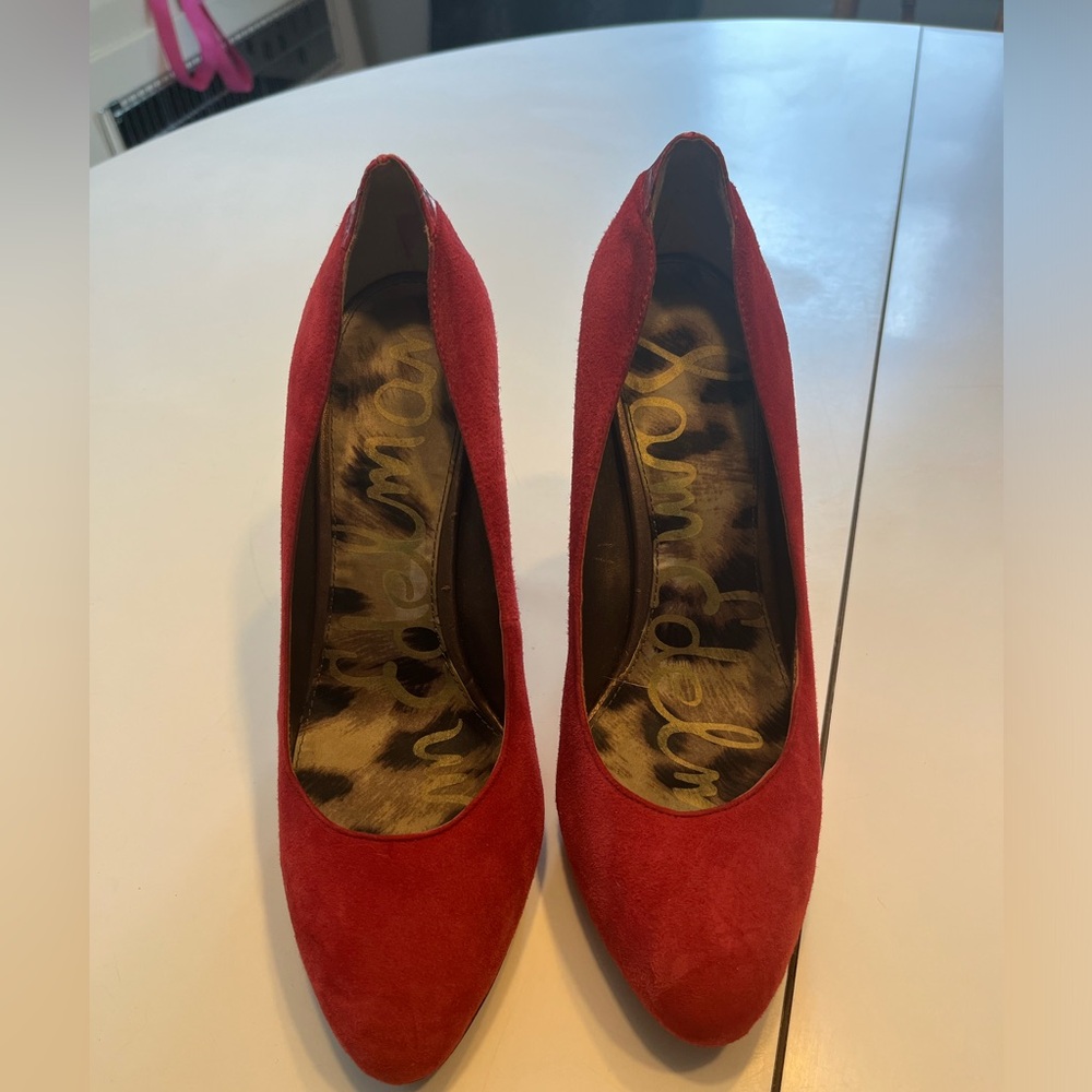 Sam Edelman YASMINE Red Suede Leather Pumps 5" Stiletto Heels Women size 7